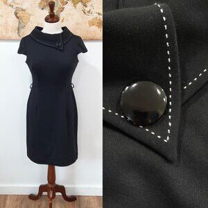 dressbarn Black Midi Dress with Button Detail